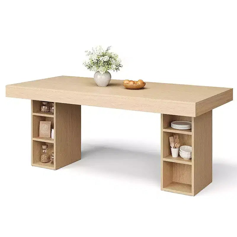 Large Double-Sided Storage - 63-Inch Rectangular Wood Dining Table, Accommodates 6, Sturdy & Easy to Assemble, for Dining Room or Office