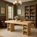 Grand espace de rangement double face - Table à manger rectangulaire en bois de 160 cm, pour 6 personnes, robuste