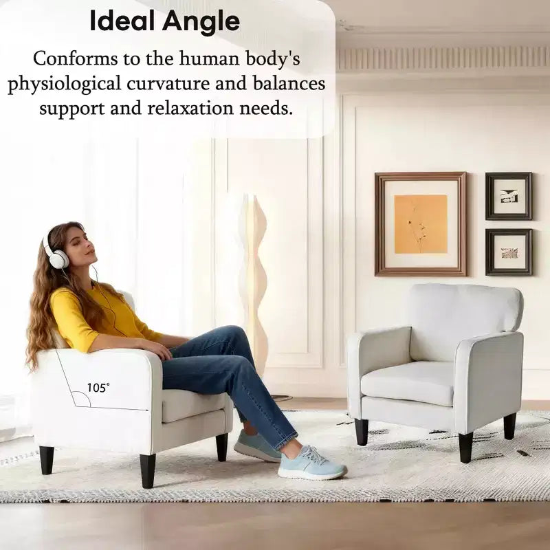 Chaise de lecture avec accoudoirs et dossier Fauteuil confortable pour chambre à coucher, salle d'attente, salle de réception
