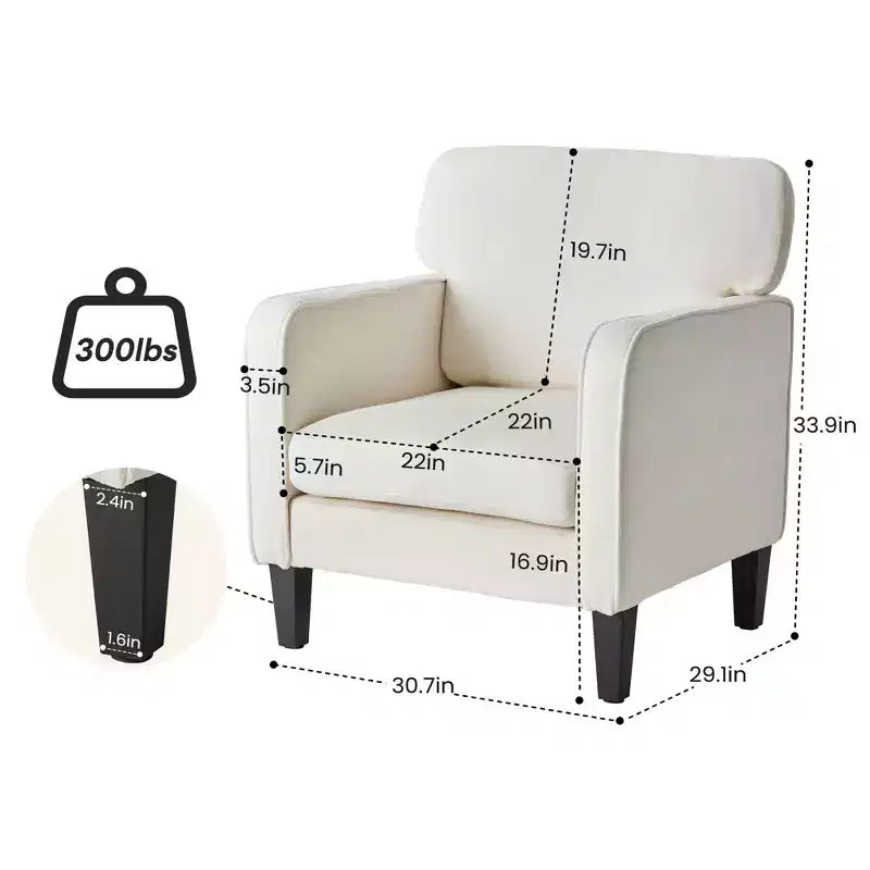 Chaise de lecture avec accoudoirs et dossier Fauteuil confortable pour chambre à coucher, salle d'attente, salle de réception
