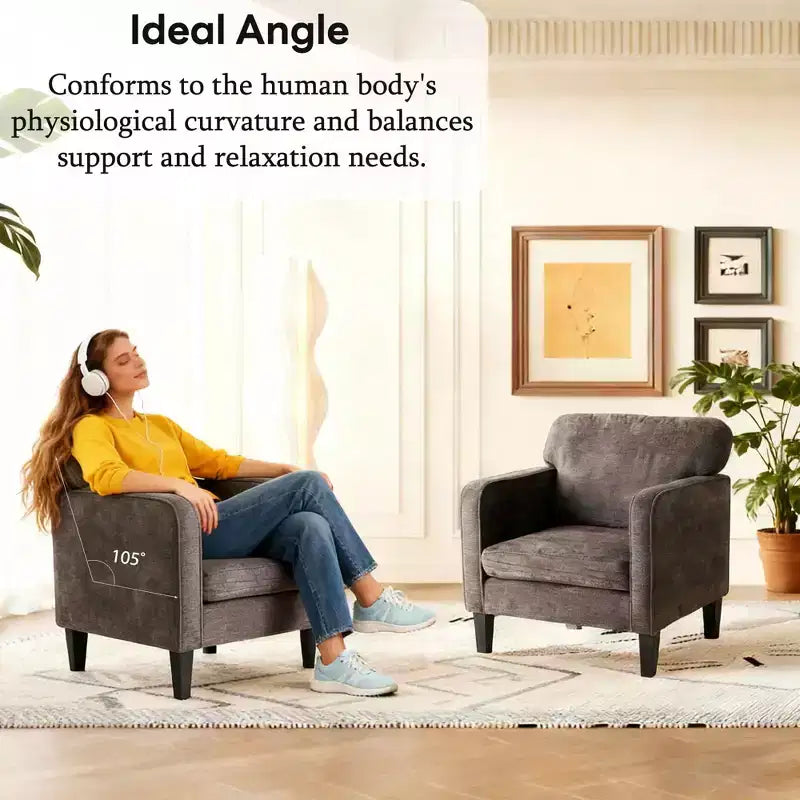 Chaise de lecture avec accoudoirs et dossier Fauteuil confortable pour chambre à coucher, salle d'attente, salle de réception