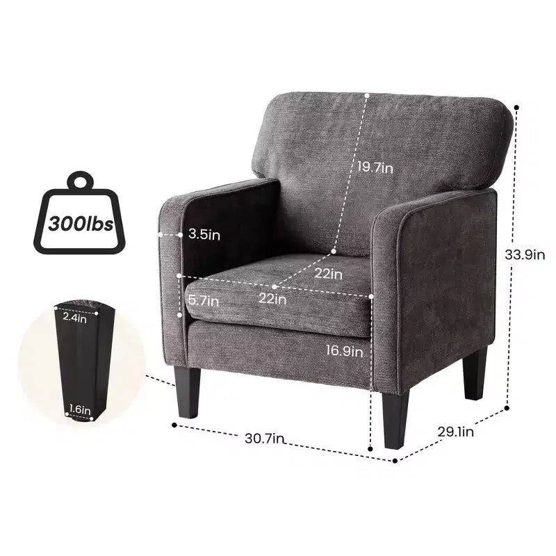Chaise de lecture avec accoudoirs et dossier Fauteuil confortable pour chambre à coucher, salle d'attente, salle de réception
