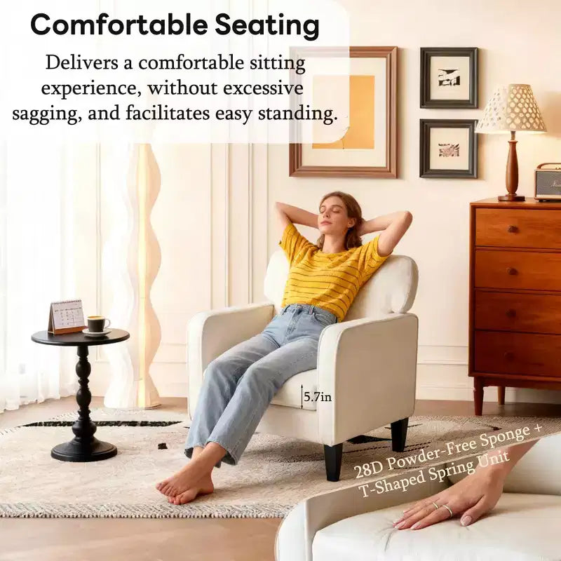 Chaise de lecture avec accoudoirs et dossier Fauteuil confortable pour chambre à coucher, salle d'attente, salle de réception