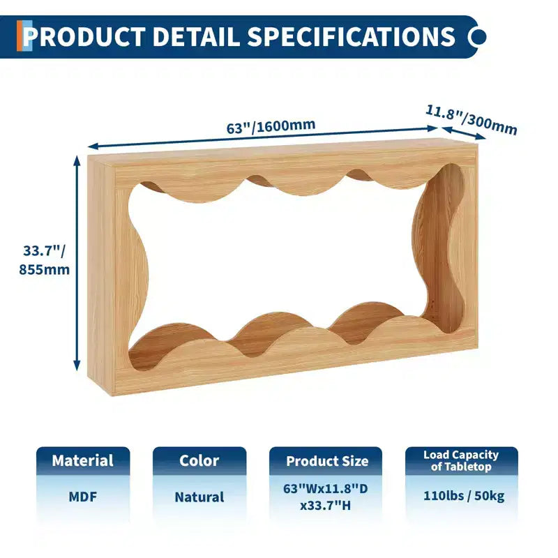 Table console de ferme de 63 pouces avec rangement, Table de canapé en bois