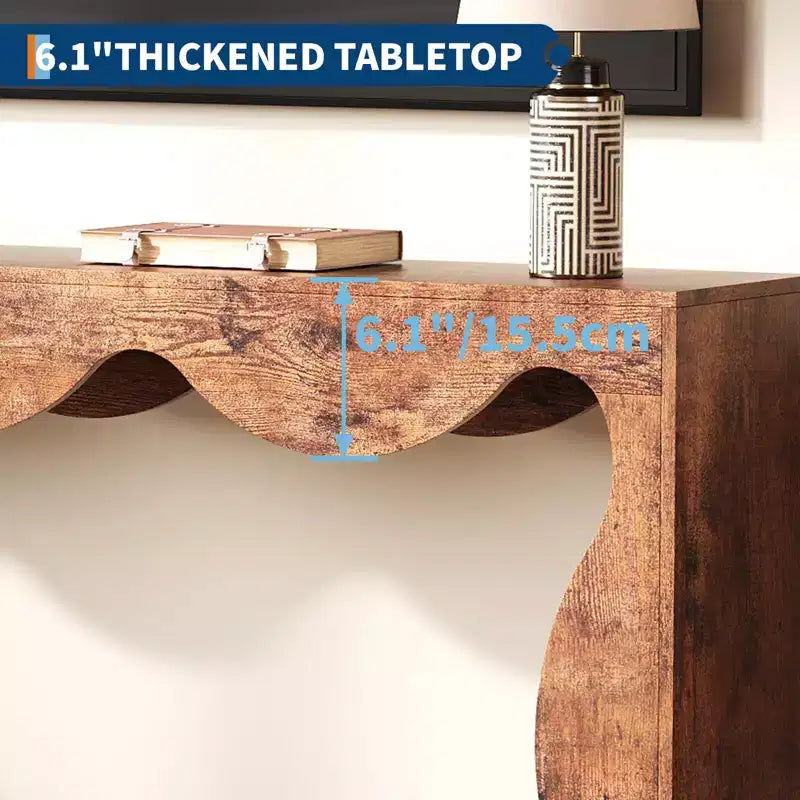 Table console de ferme de 63 pouces avec rangement, Table de canapé en bois