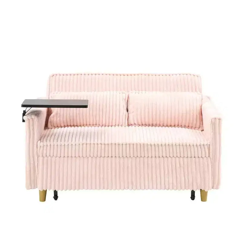 Canapé convertible gain de place, canapé-lit en velours côtelé avec plateau mobile et port USB