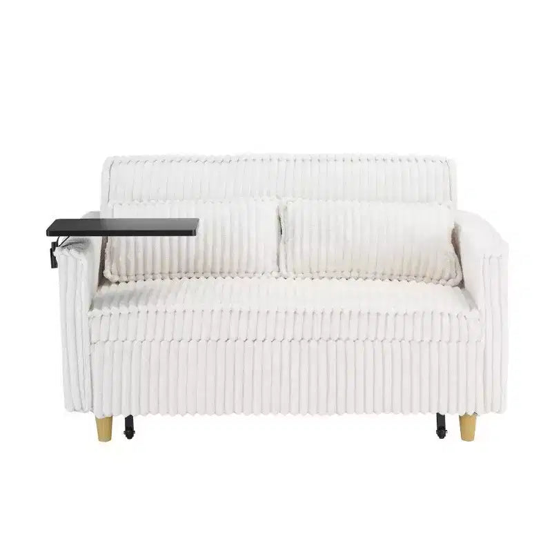 Canapé convertible gain de place, canapé-lit en velours côtelé avec plateau mobile et port USB