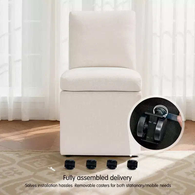 Chaises de salle à manger capitonnées avec roulettes, fauteuil moderne simple