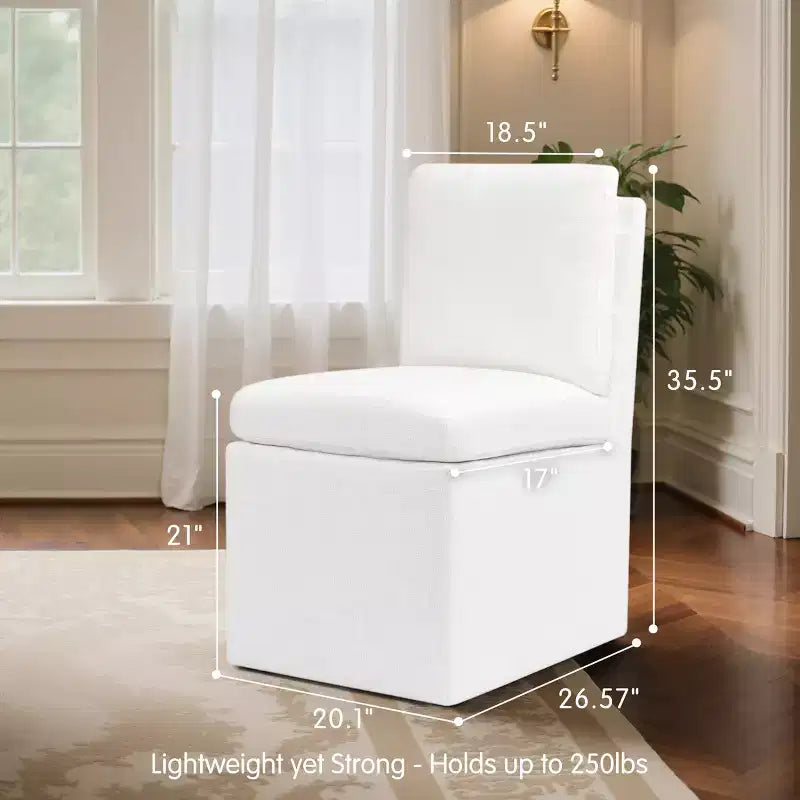 Chaises de salle à manger capitonnées avec roulettes, fauteuil moderne simple