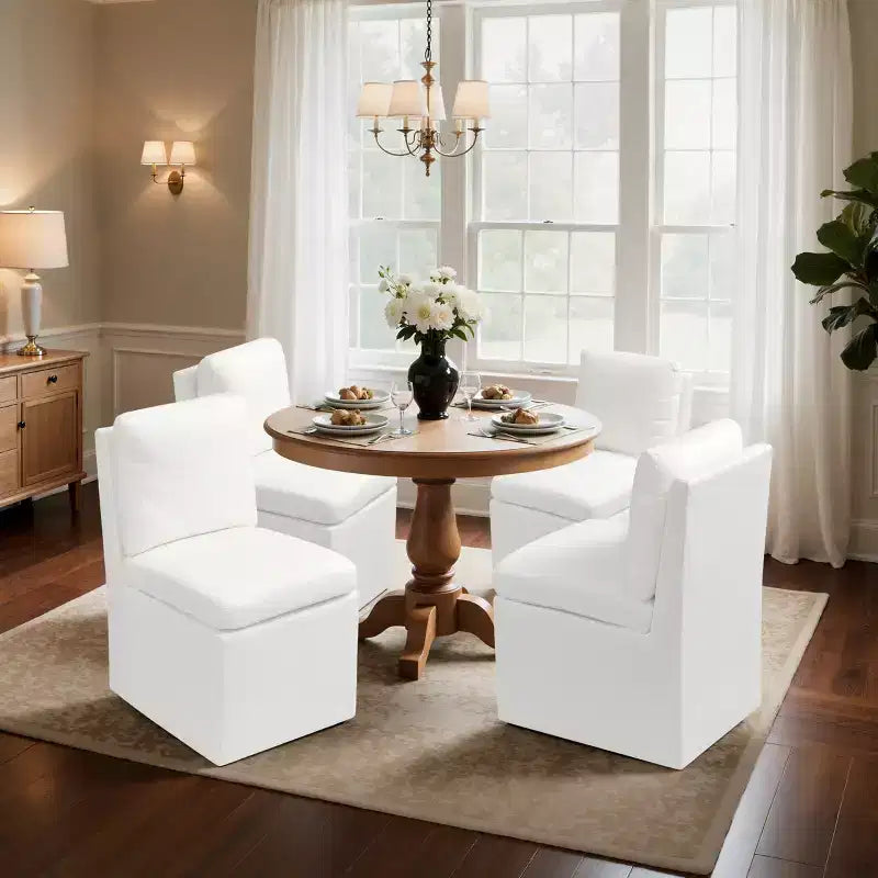 Chaises de salle à manger capitonnées avec roulettes, fauteuil moderne simple