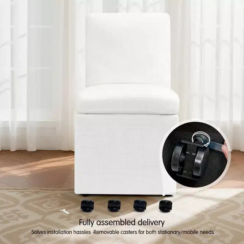 Chaises de salle à manger capitonnées avec roulettes, fauteuil moderne simple