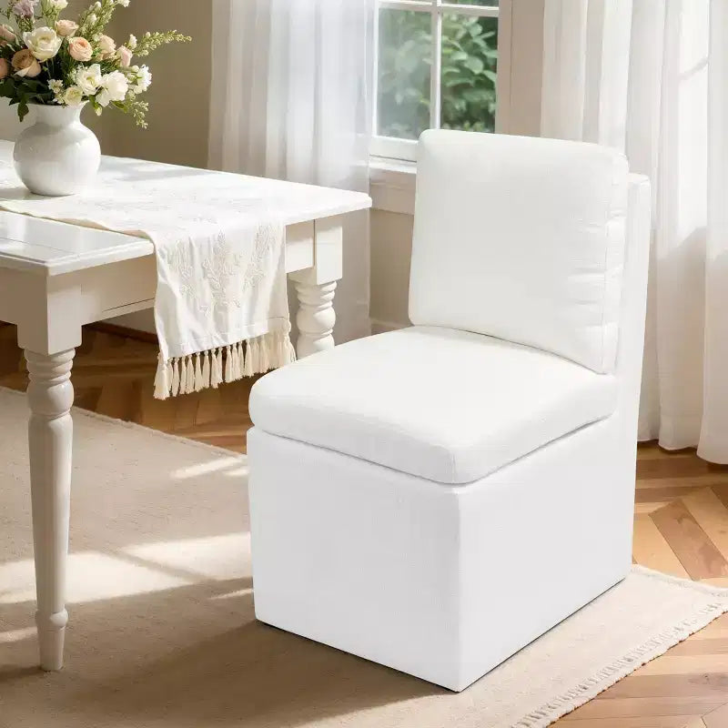 Subrtex Upholstered Dining Chairs with Casters, Modern Single Sofa Chair with Slient Wheels for living room, Arrived Assembed, Oatmeal