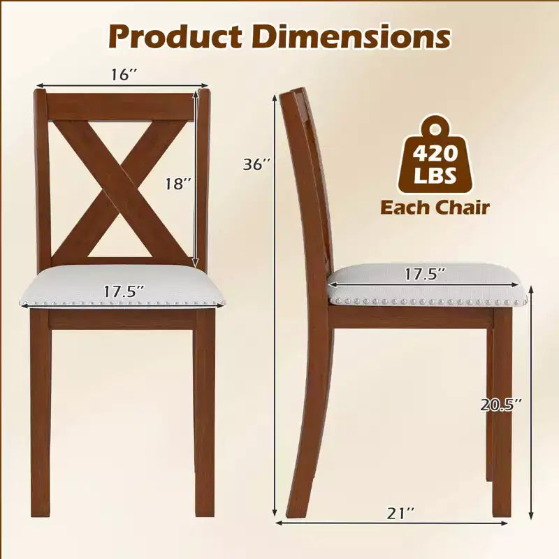 Lot de 2 chaises de salle à manger en bois avec pieds en bois d'acacia