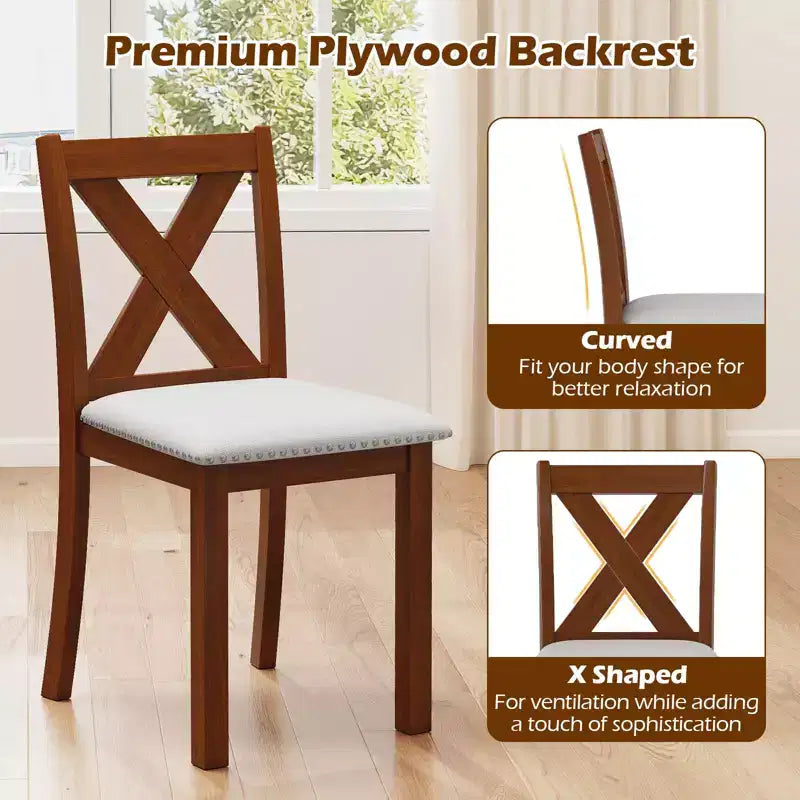 Lot de 2 chaises de salle à manger en bois avec pieds en bois d'acacia