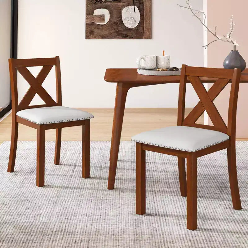 Lot de 2 chaises de salle à manger en bois avec pieds en bois d'acacia