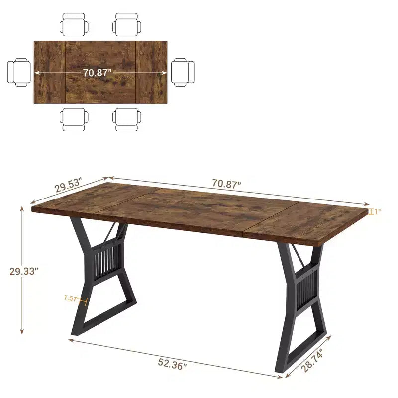 Table de salle à manger de ferme de 70,8 pouces pour 4 à 6 personnes - Table de cuisine
