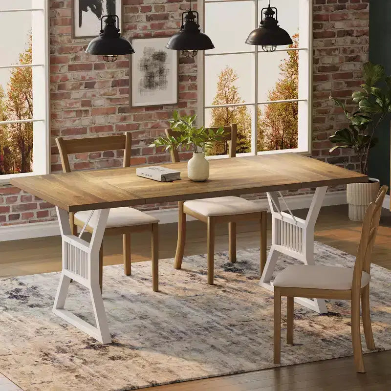Table de salle à manger de ferme de 70,8 pouces pour 4 à 6 personnes - Table de cuisine