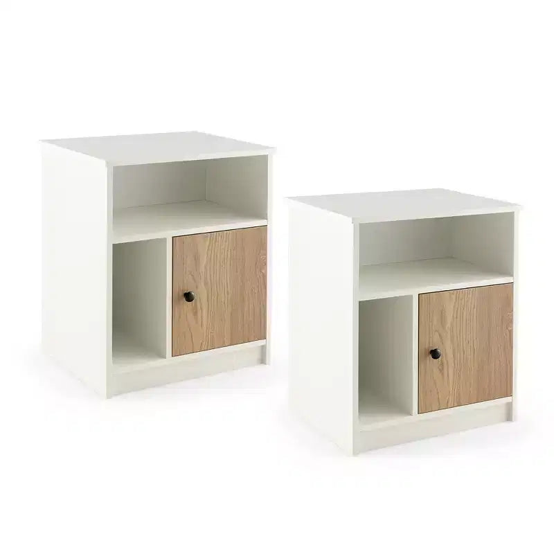 Costway 2 PCS Nightstands Side End Beside Table w/ Storage Shelf for Bedroom Living Room