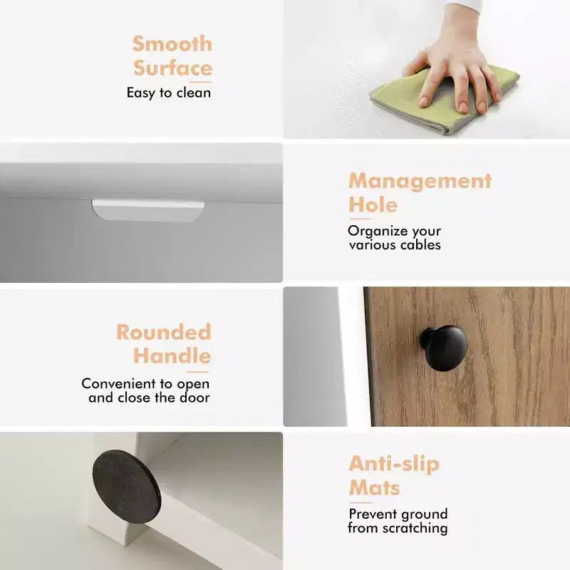 2 tables de chevet avec étagère de rangement