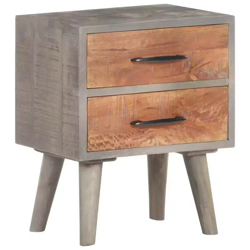 vidaXL Bedside Cabinet Gray 15.7x11.8x19.7 Solid Rough Mango Wood