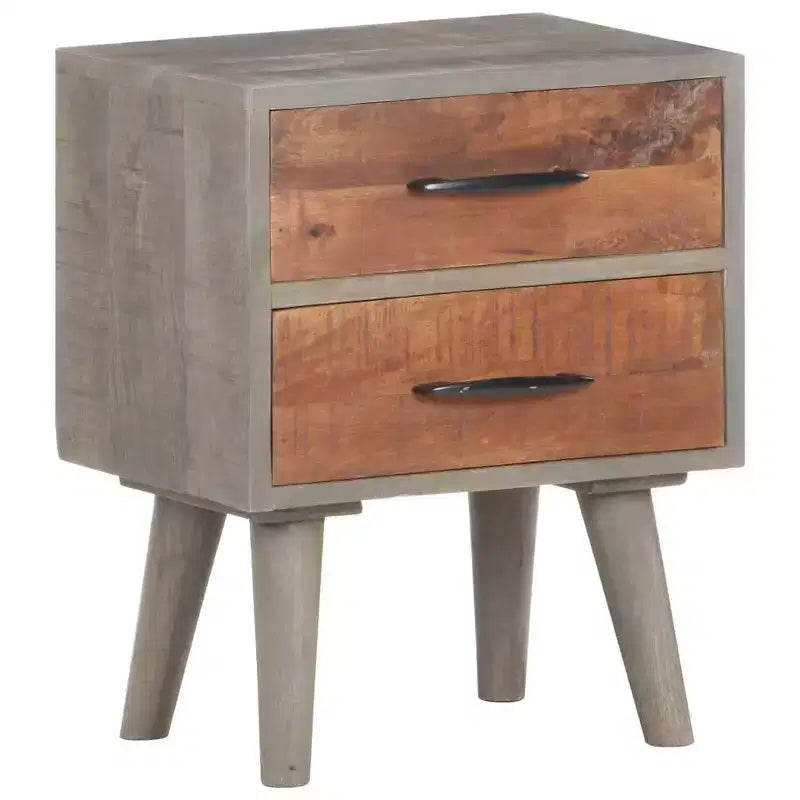 Table de chevet gris 15,7x11,8x19,7 Bois de manguier massif brut