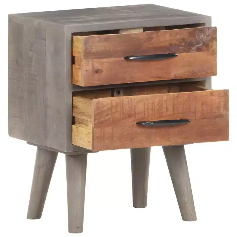 Table de chevet gris 15,7x11,8x19,7 Bois de manguier massif brut