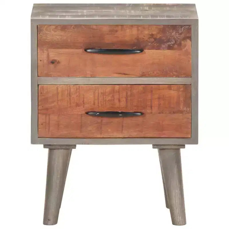 Table de chevet gris 15,7x11,8x19,7 Bois de manguier massif brut