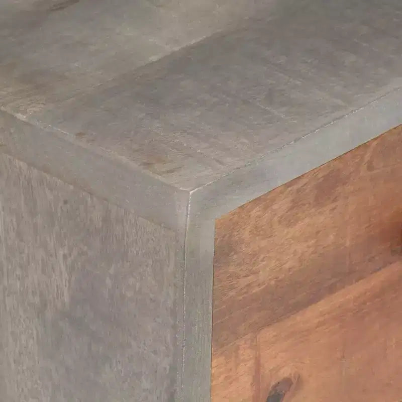 Table de chevet gris 15,7x11,8x19,7 Bois de manguier massif brut