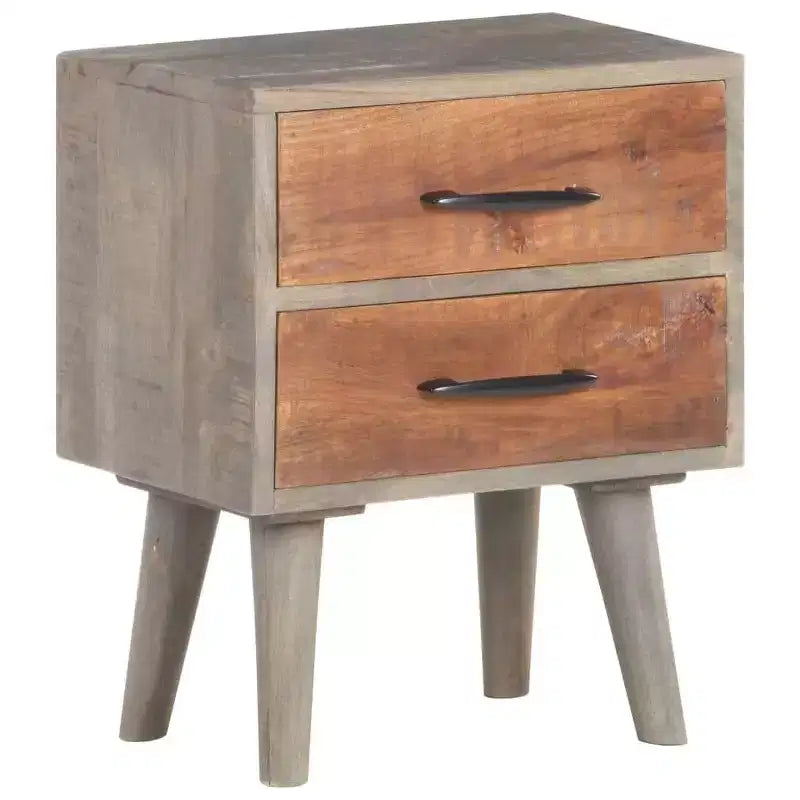 Table de chevet gris 15,7x11,8x19,7 Bois de manguier massif brut