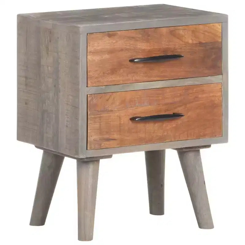 Table de chevet gris 15,7x11,8x19,7 Bois de manguier massif brut