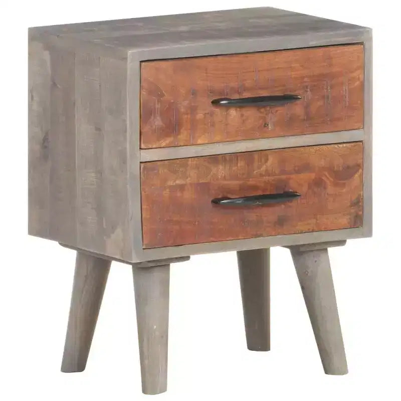 Table de chevet gris 15,7x11,8x19,7 Bois de manguier massif brut