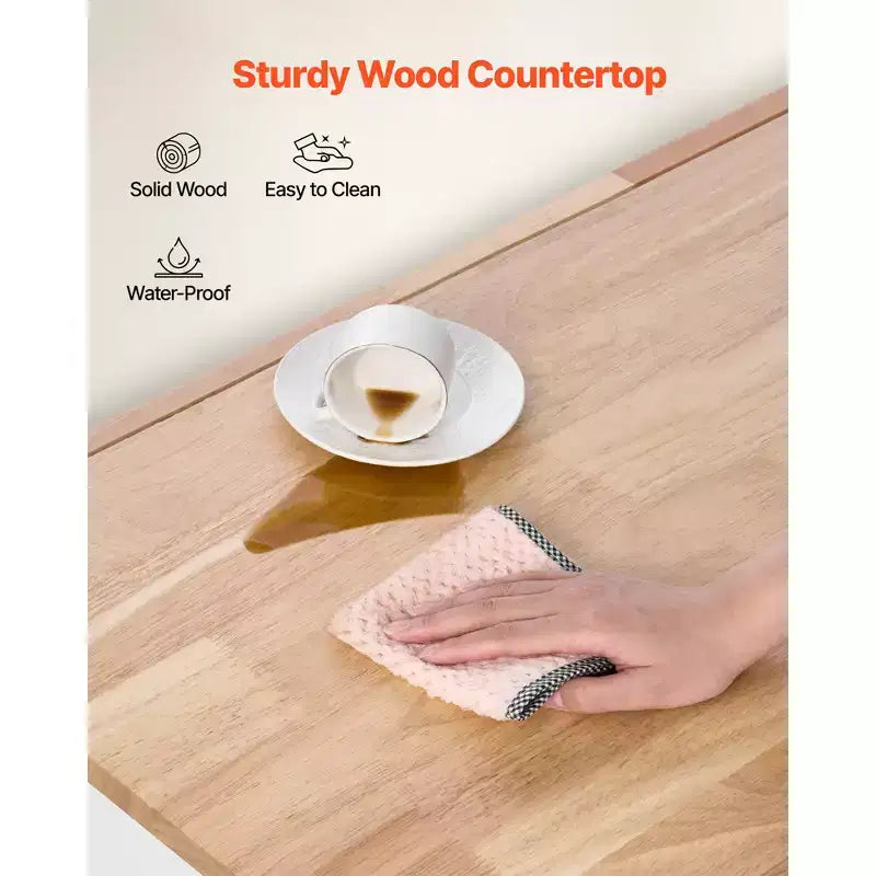 Dessertes de cuisine, avec plateau en bois massif et armoire de rangement