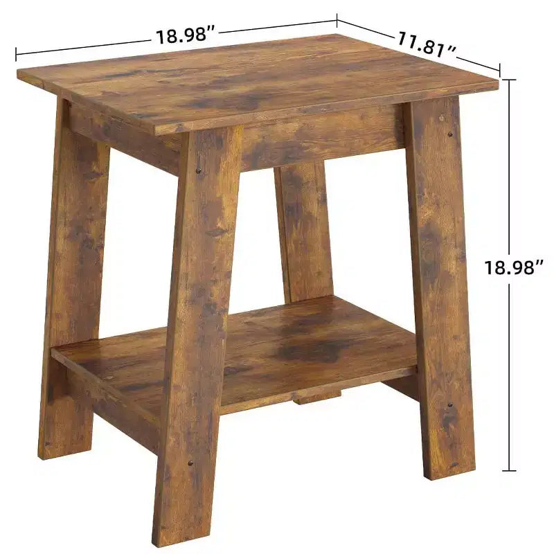 Table d'appoint, table de chevet étroite avec étagère de rangement à 2 niveaux