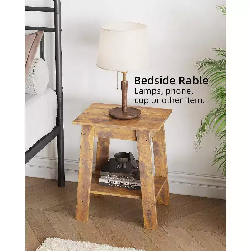 Table d'appoint, table de chevet étroite avec étagère de rangement à 2 niveaux