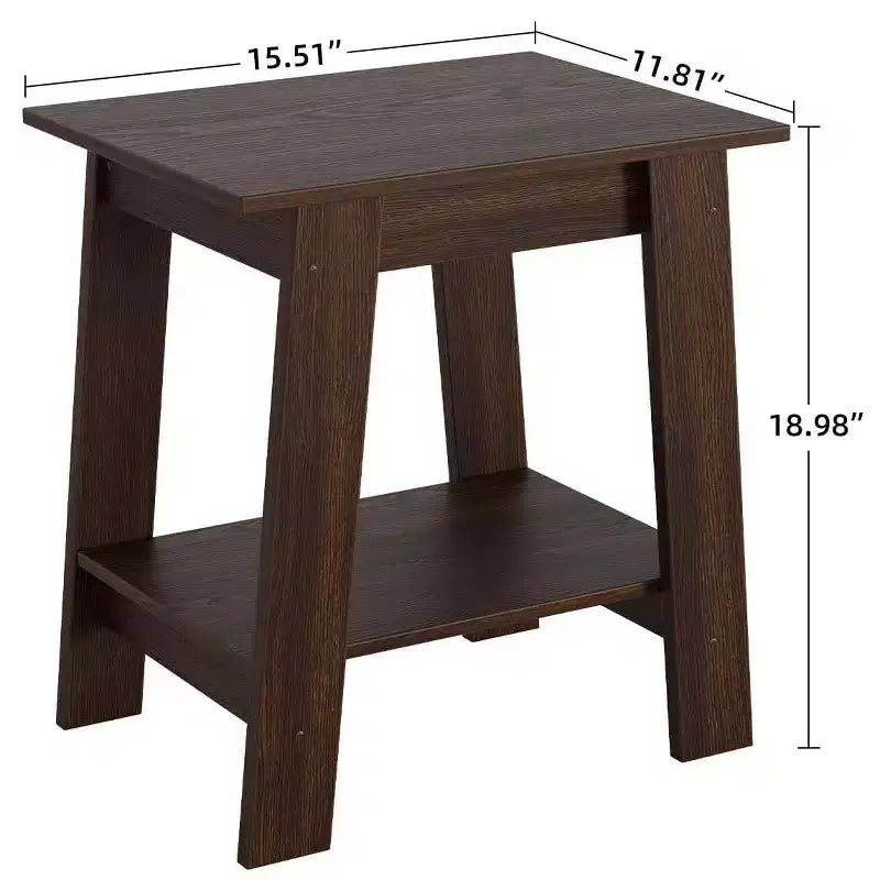 Table d'appoint, table de chevet étroite avec étagère de rangement à 2 niveaux