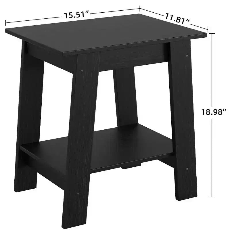 Table d'appoint, table de chevet étroite avec étagère de rangement à 2 niveaux