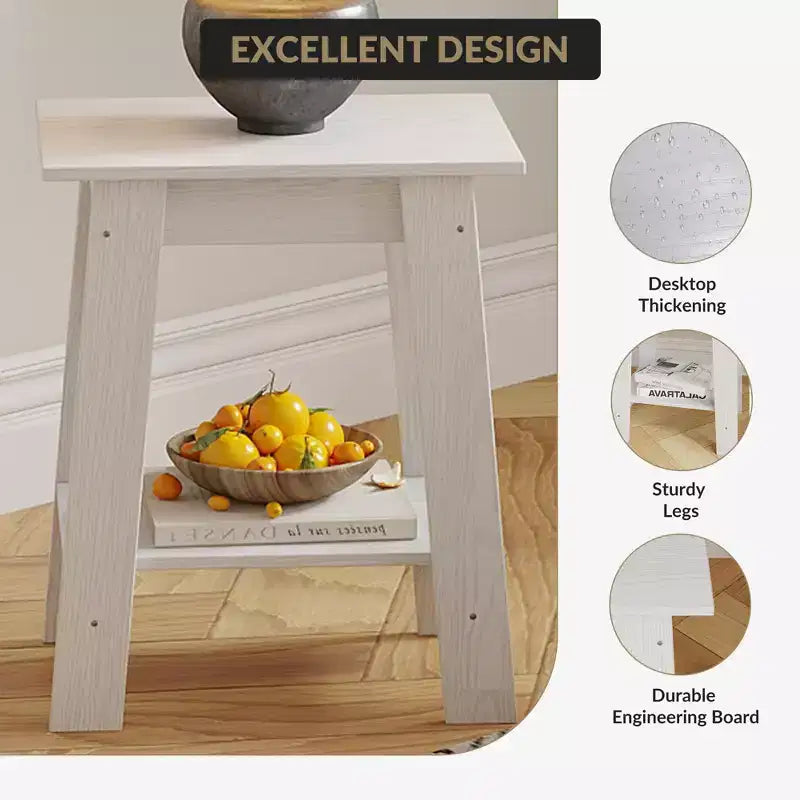 Table d'appoint, table de chevet étroite avec étagère de rangement à 2 niveaux