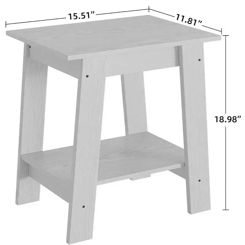 Table d'appoint, table de chevet étroite avec étagère de rangement à 2 niveaux