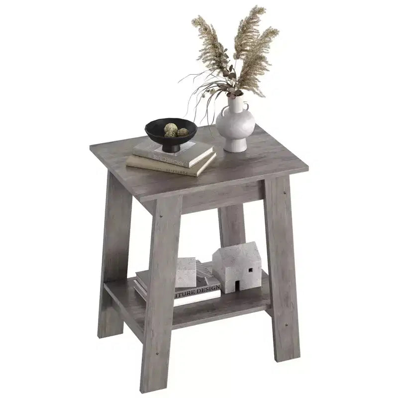 Table d'appoint, table de chevet étroite avec étagère de rangement à 2 niveaux