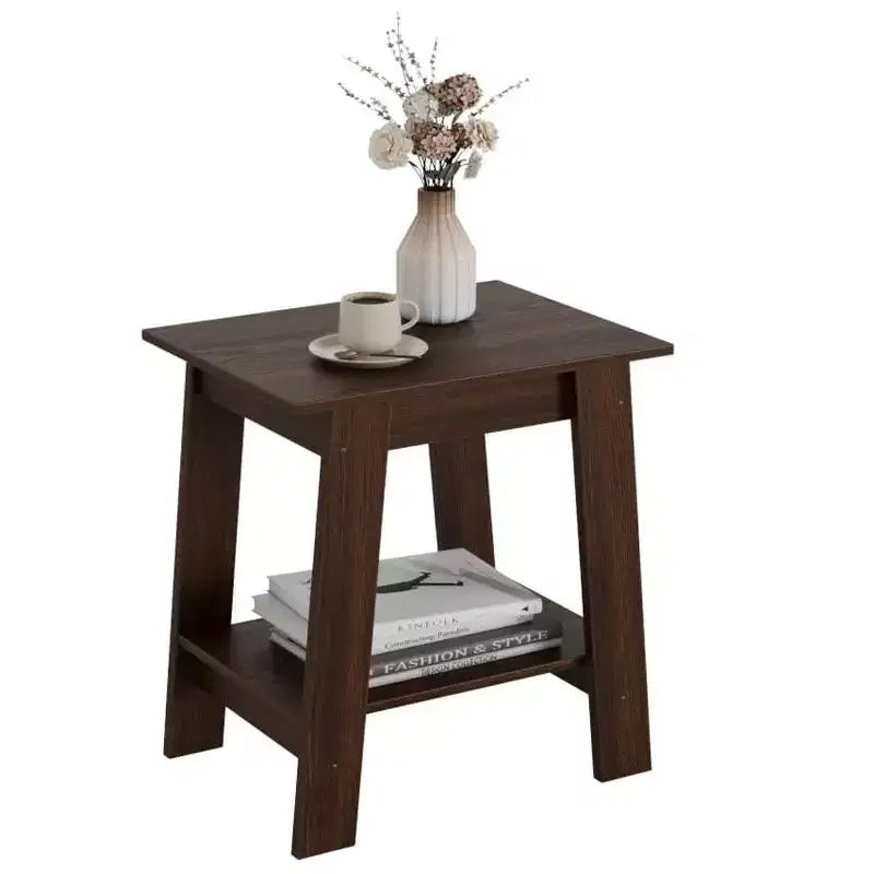 Table d'appoint, table de chevet étroite avec étagère de rangement à 2 niveaux