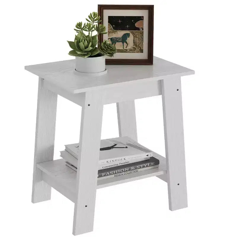 Table d'appoint, table de chevet étroite avec étagère de rangement à 2 niveaux