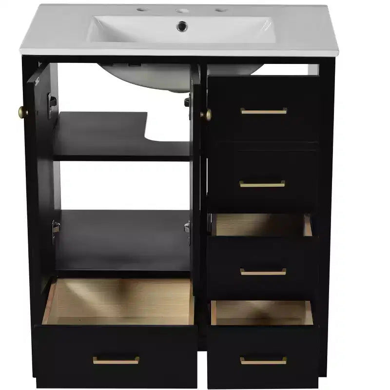 Meuble-lavabo de salle de bain de 30 po avec évier, armoire de rangement de salle de bain avec tiroirs