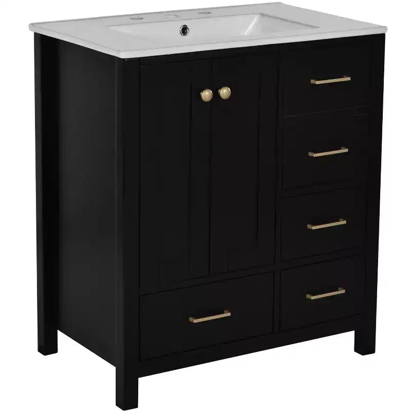 Meuble-lavabo de salle de bain de 30 po avec évier, armoire de rangement de salle de bain avec tiroirs
