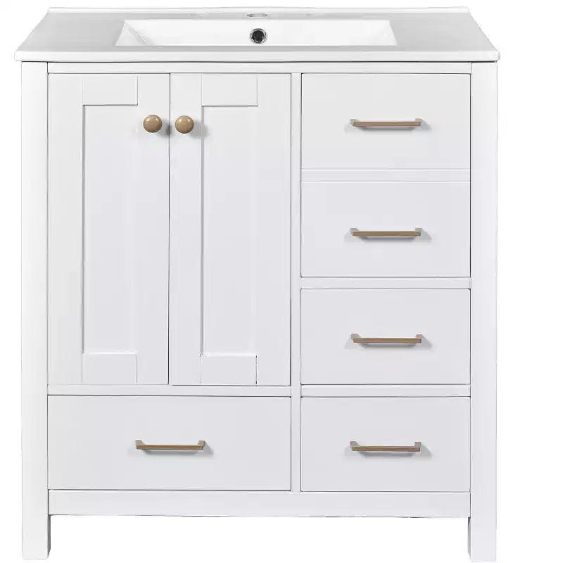 Meuble-lavabo de salle de bain de 30 po avec évier, armoire de rangement de salle de bain avec tiroirs