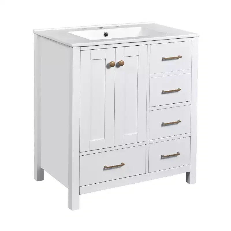 Meuble-lavabo de salle de bain de 30 po avec évier, armoire de rangement de salle de bain avec tiroirs