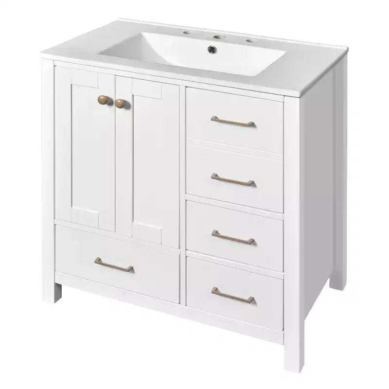 Meuble-lavabo de salle de bain de 30 po avec évier, armoire de rangement de salle de bain avec tiroirs