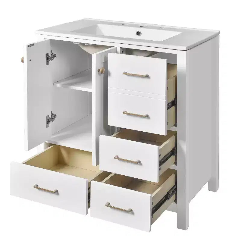 Meuble-lavabo de salle de bain de 30 po avec évier, armoire de rangement de salle de bain avec tiroirs