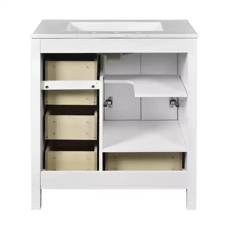 Meuble-lavabo de salle de bain de 30 po avec évier, armoire de rangement de salle de bain avec tiroirs