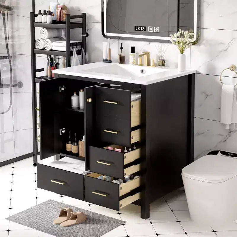 Meuble-lavabo de salle de bain de 30 po avec évier, armoire de rangement de salle de bain avec tiroirs