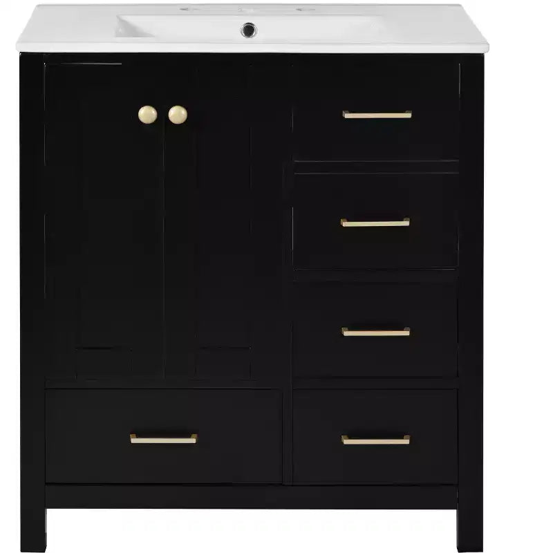 Meuble-lavabo de salle de bain de 30 po avec évier, armoire de rangement de salle de bain avec tiroirs